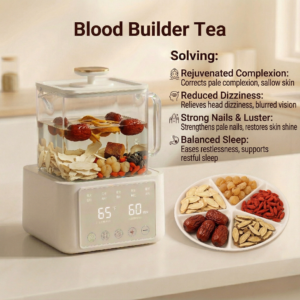 Angelica, white peony, and longan in a ceramic bowl