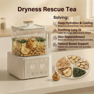 Pear peel, fig, and ophiopogon in a steaming cup